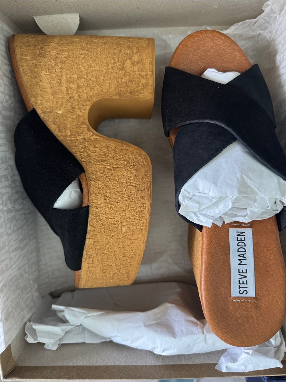 Steve Madden Black Suede Platform Sandals